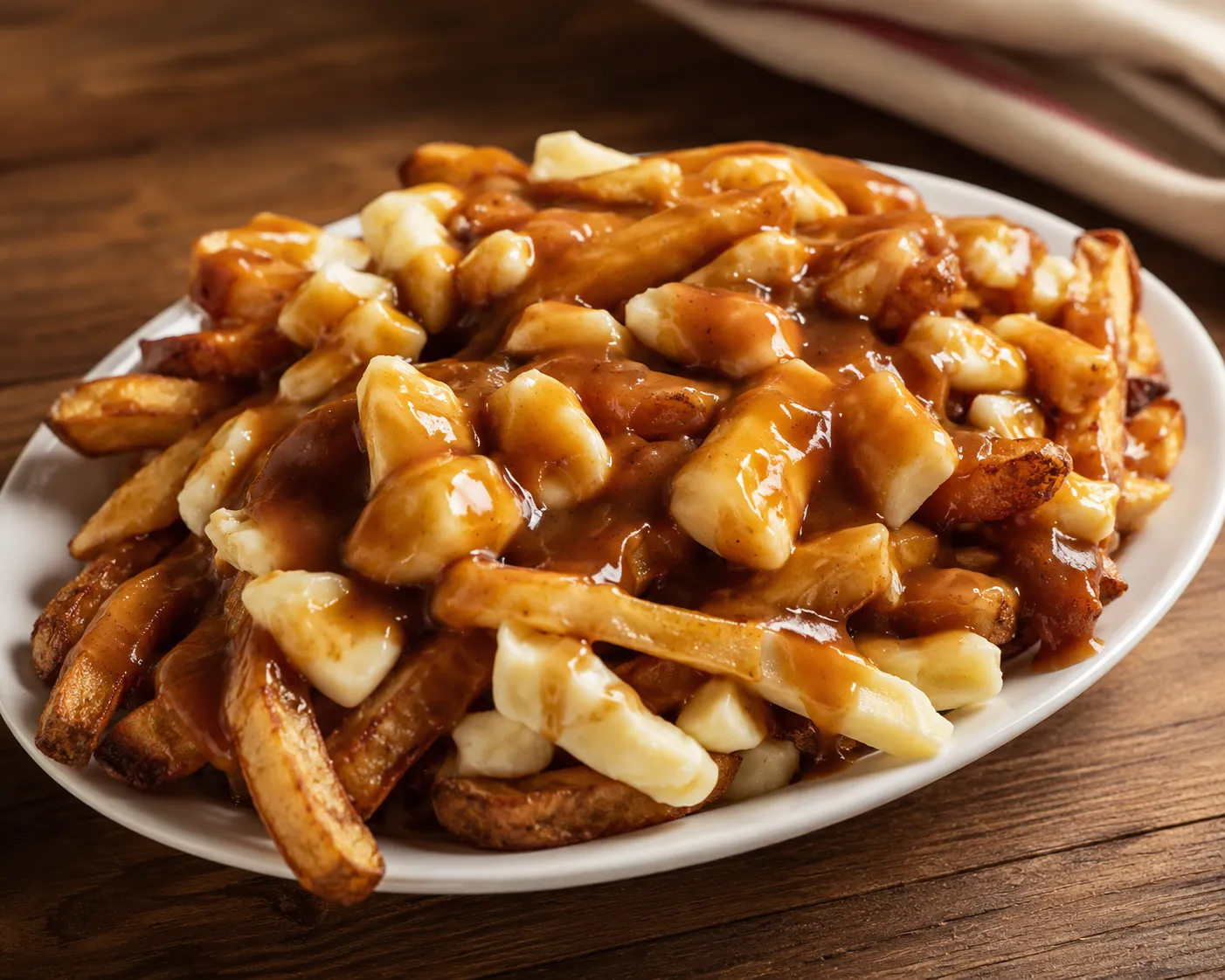 Classic poutine with fries, cheese curds and gravy at Seven Sisters Motel & Restaurant, Seven Sisters Falls MB