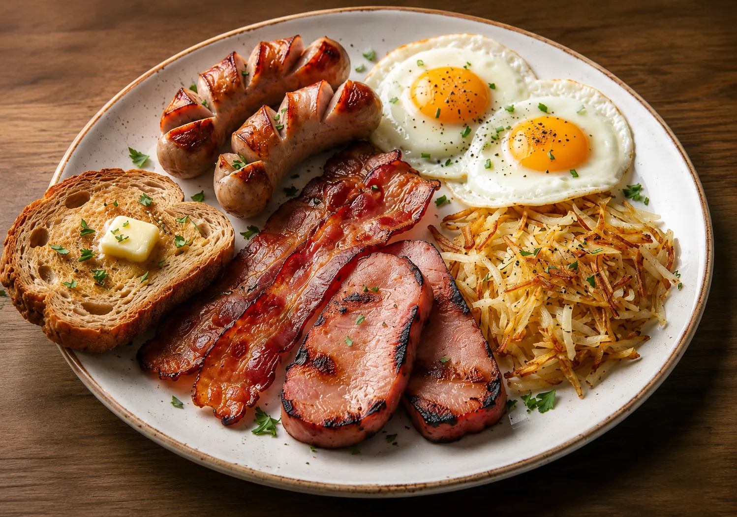 The Whole Hog breakfast plate with eggs, bacon and toast at Seven Sisters Motel & Restaurant, Seven Sisters Falls MB
